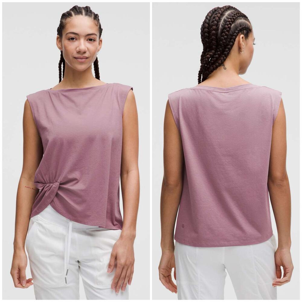 Lululemon Cotton-Blend Twist-Front Tank Top Cyber Violet Size 14 Muscle Tank